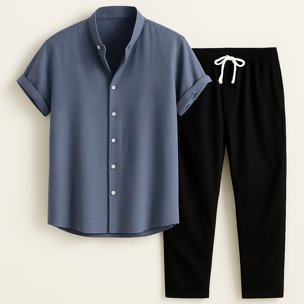 Herren Baumwoll-Leinen Sommer-Set