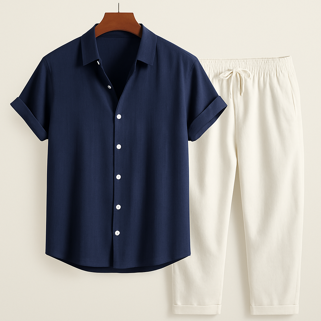 Herren Baumwoll-Leinen Sommer-Set