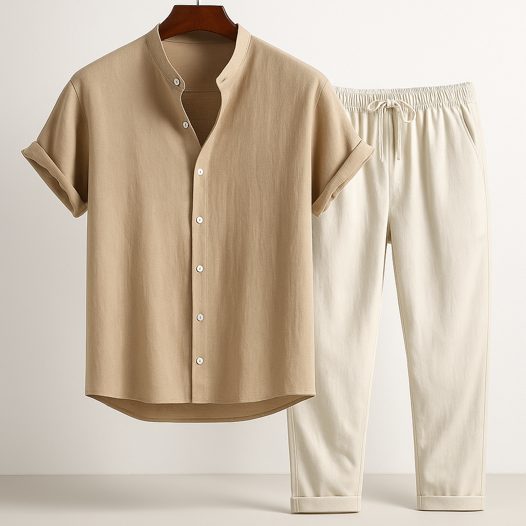 Herren Baumwoll-Leinen Sommer-Set