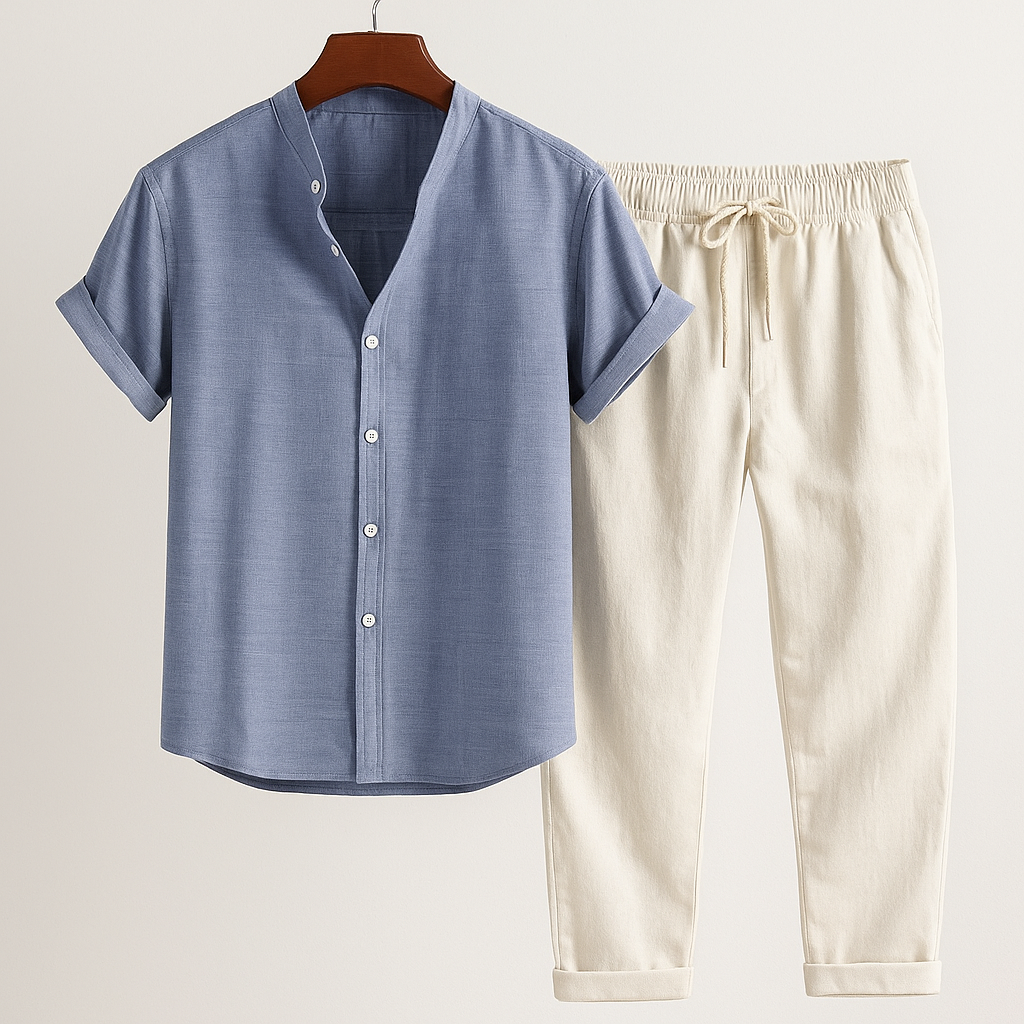 Herren Baumwoll-Leinen Sommer-Set