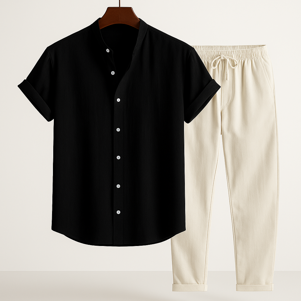 Herren Baumwoll-Leinen Sommer-Set