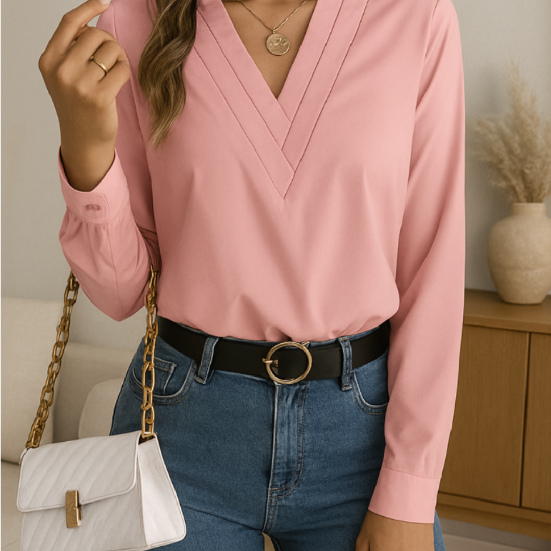 Clara™ – Elegante V-Ausschnitt Bluse mit Stilgarantie