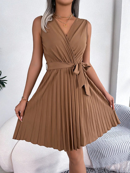 Sophie™ Elegantes Faltenkleid mit V-Ausschnitt