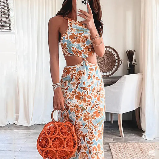 Aurora™ Tropisches Cutout-Maxikleid