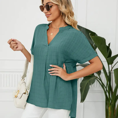 Elegante Lockere Bluse mit V-Ausschnitt für Alltag & Freizeit