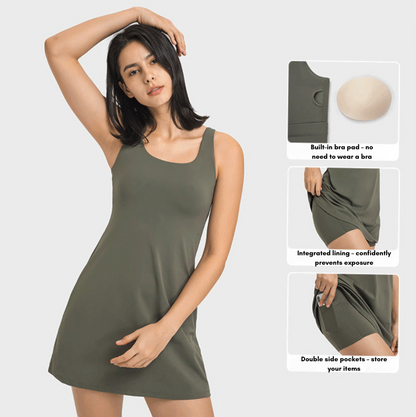 Damen Active Lounge Kleid – Integrierter BH & Shorts