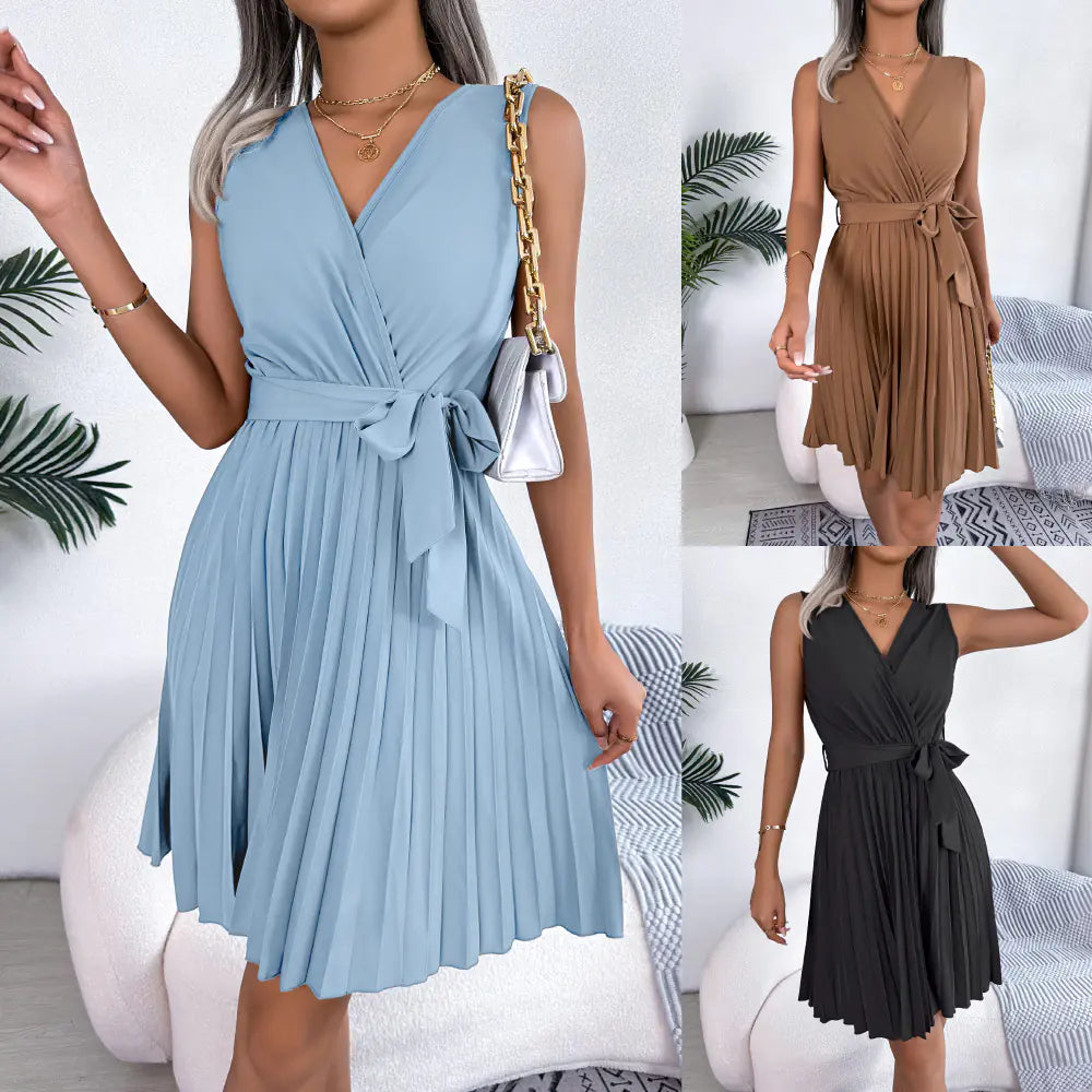 Sophie™ Elegantes Faltenkleid mit V-Ausschnitt