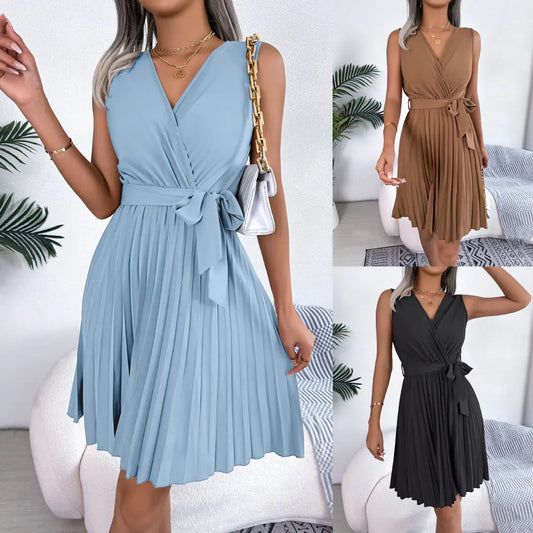 Sophie™ Elegantes Faltenkleid mit V-Ausschnitt