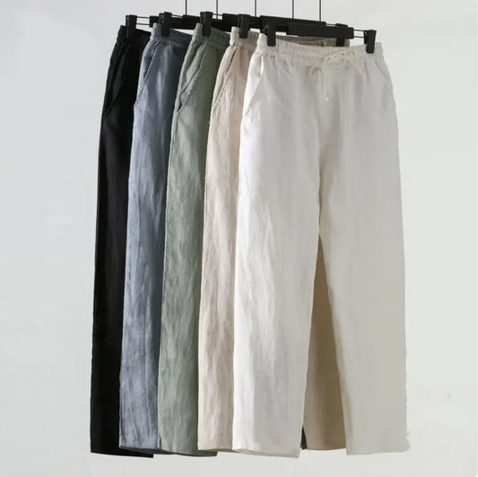Herren Baumwoll-Leinen Cropped-Hose