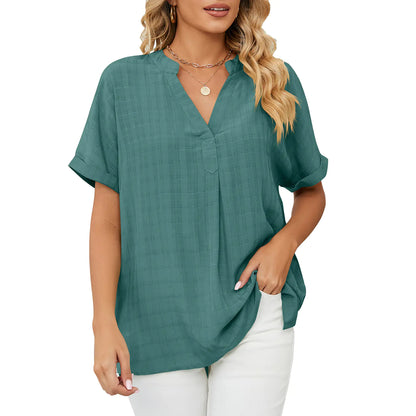 Elegante Lockere Bluse mit V-Ausschnitt für Alltag & Freizeit