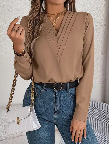 Clara™ – Elegante V-Ausschnitt Bluse mit Stilgarantie